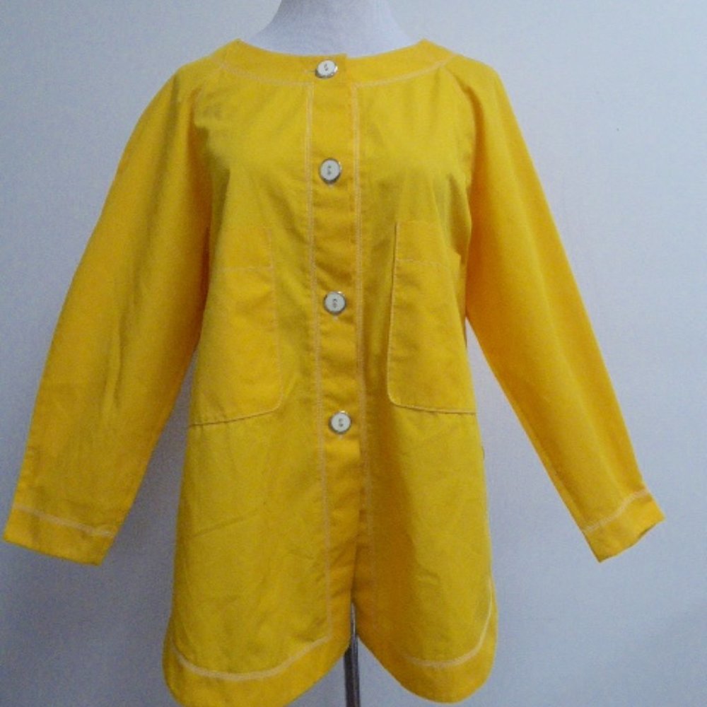 Courreges vintage yellow cotton pants suit France 36 pants Jacket 42 bust